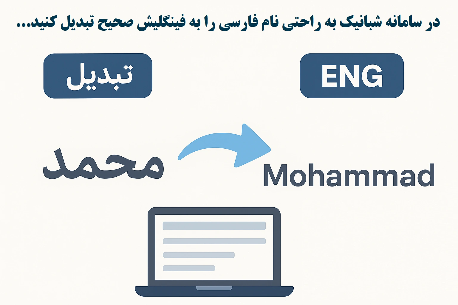 تبدیل نام فارسی به فینگلیش