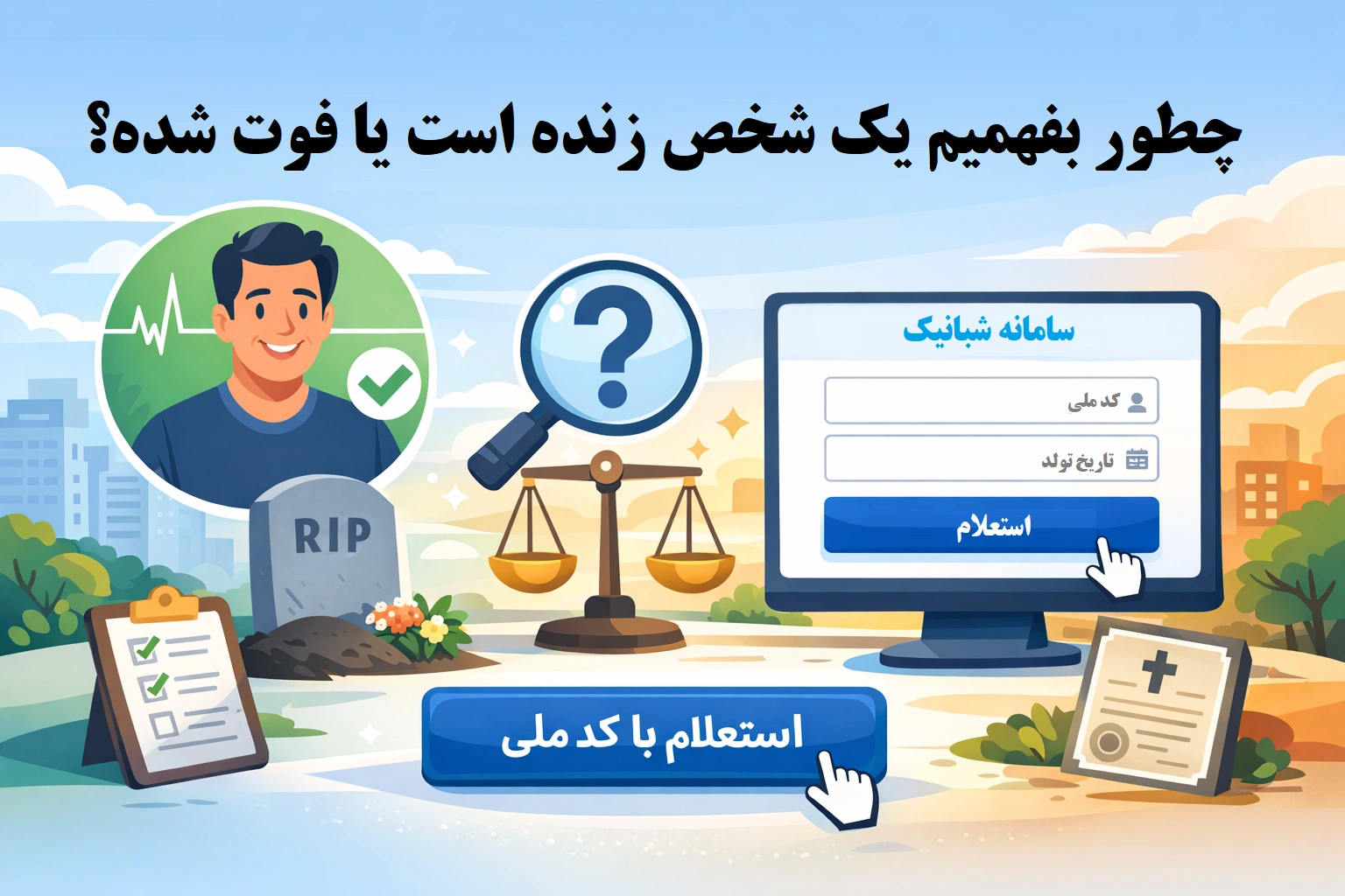 چطور بفهمیم یک شخص زنده است یا فوت شده؟ | راهنمای قانونی و آنلاین